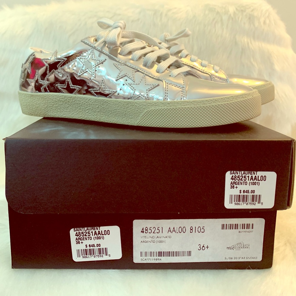 Saint Laurent court classic star low top sneakers.